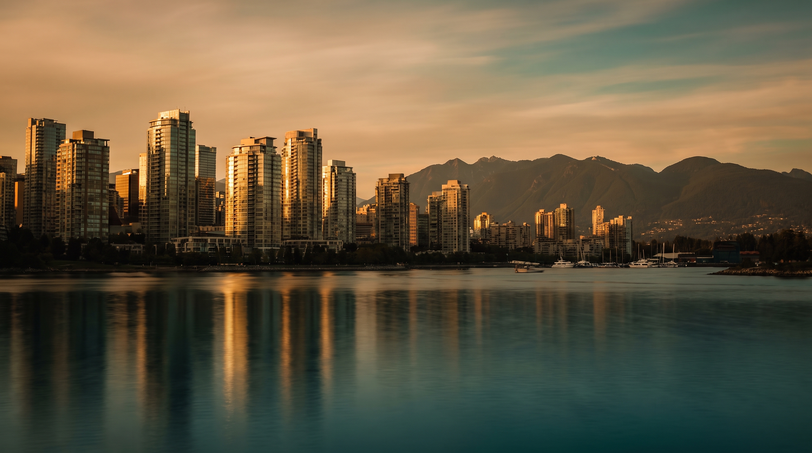 Vancouver skyline at dusk, where the Landing Page Builder editorial work happens